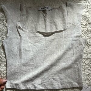 Rumored Lace Accent Top in Cream and Gray